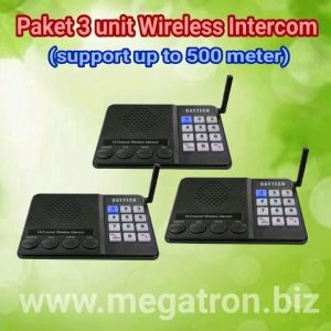 3-ch Wireless Intercom (Interkom Tanpa Kabel) - up to 500m (3 unit)