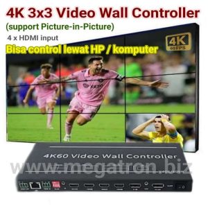 4K 3x3 Video Wall Controller (4 x HDMI input & 1 DP input) - Support PIP & Multiview - Bisa control lewat HP