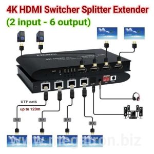 4K HDMI Switcher Splitter Extender (2 input - 6 output) - support up to 120m