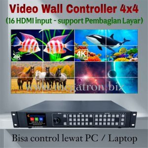 4K HDMI Video Wall Controller 4x4 (16 x HDMI input) - support Mode Multiview Splicing - bisa control via PC
