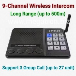 9-channel Wireless Intercom (Interkom Tanpa Kabel) - up to 500 meter