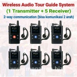 Audio Wireless Tour Guide System 1 Transmitter + 5 Receiver (Bisa Komunikasi 2 arah)