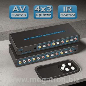 AV RCA Switcher Splitter 4x3 (4 input - 3 output) - pakai remote