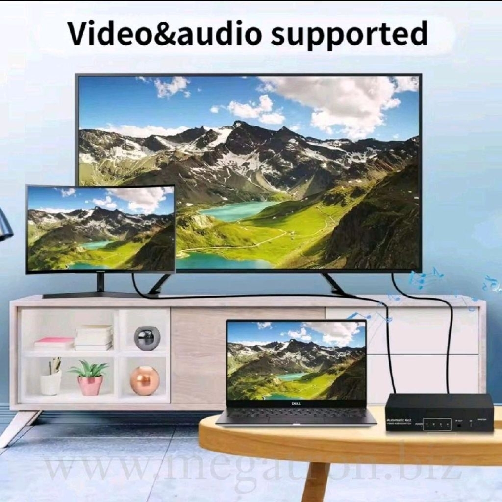 AV Selector (switcher) 4 input & 2 output - Pakai Remote