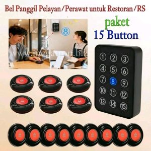 Bel Panggil Pelayan / Perawat untuk Restoran / Rumah Sakit (paket 1 Display + 15 Call Button) - Wireless Calling System