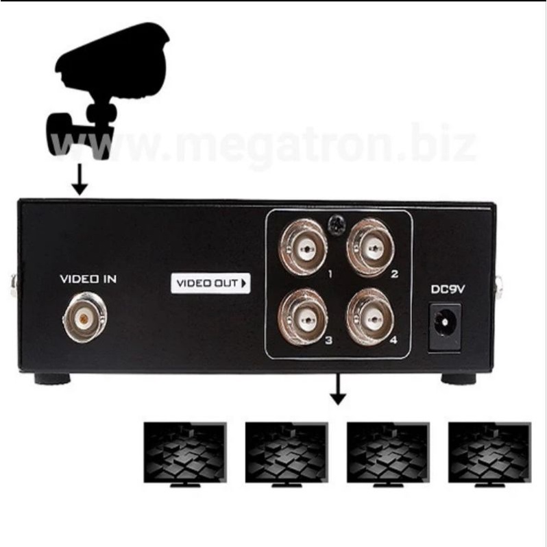 CCtV Video Distributor Amplifier 1 input - 4 output (BNC konektor)