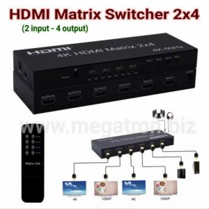 HDMI Matrix Switcher 2x4 (2 input - 4 output) - Support resolusi 4K