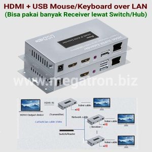 KVM HDMI + USB Mouse Keyboard Extender over LAN - Support Multi receiver (1 to many lewat switch/router)