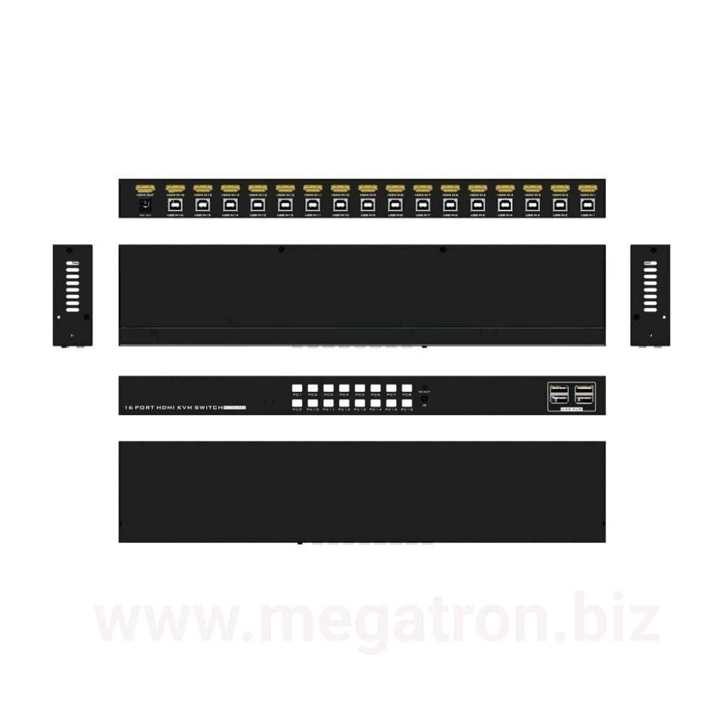 KVM HDMI & USB Switcher 16 input (16x1) - Support resolusi 4K