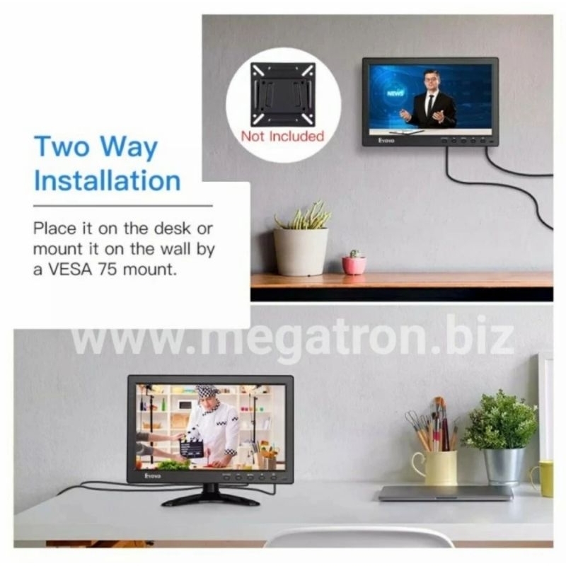 Mini LCD Monitor 10 inch (input: HDMI VGA RCA BNC)