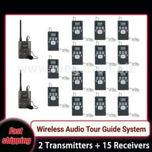 Paket Wireless Audio Tour Guide System (2 transmitter+15 receiver) - cocok untuk umroh haji / translator