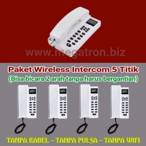 Paket Wireless Intercom 5 titik - Bicara 2 arah tanpa bergantian (with LCD Display)