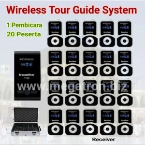 Paket Wireless Tour Guide System 1 Transmitter+ 20 Receiver (frekuensi 195-230 Mhz) - support 99 Channel