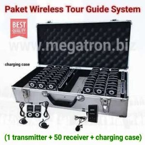 Paket Wireless Tour Guide System 1 TX + 50 RX + charging case