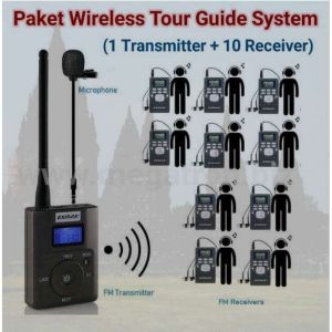 Paket Wireless Tour Guide System (1 Wireless transmitter+ 10 Receiver)
