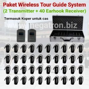 Paket Wireless Tour Guide System 2 Transmitter + 40 Earhook Receiver (dengan koper charging)