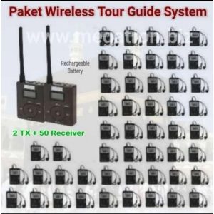 Paket Wireless Tour Guide System (2 Transmitter + 50 Receiver) - rechargeable battery - Coock buat Umroh