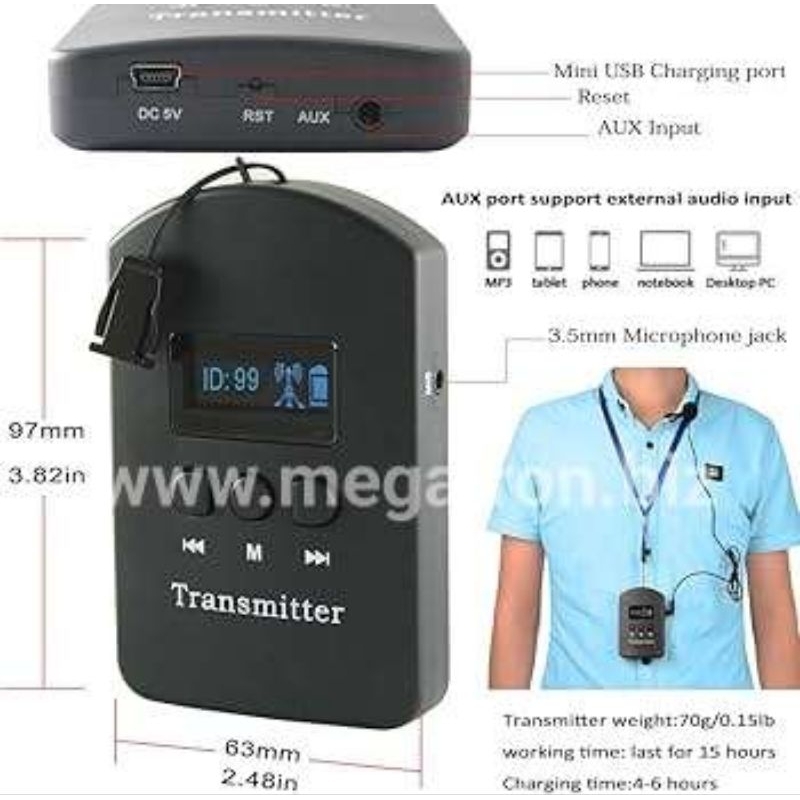 Paket Wireless Tour Guide System 30 Earhook Receiver(utk travel umroh)