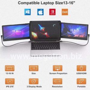 Portable Triple Screen Monitor 12 inch (cocok untuk laptop 13 - 16 inch) - bisa dilipat