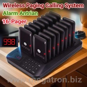 Wireless Calling Paging System 16 Pager - Mesin Antrian untuk Food Court Restoran (support sampai 998 pager)