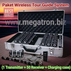 Paket Wireless Tour Guide System 1 TX + 50 RX + charging case