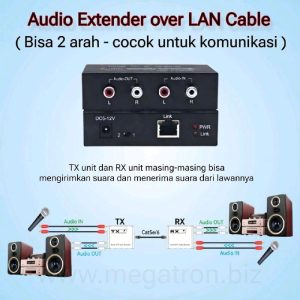 2-way Audio Extender over LAN CAT5e/6 Cable RJ45 - Bisa 2 arah (cocok untuk komunikasi 2 arah)
