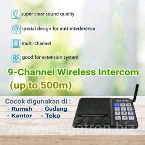 9-channel Wireless Intercom (Interkom Tanpa Kabel (up to 500m)