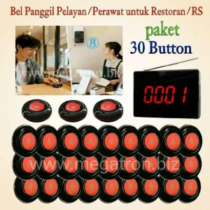 Bel Panggil Pelayan / Perawat untuk Restoran / Rumah Sakit (paket 1 Display + 30 Call Button) - Wireless Calling System