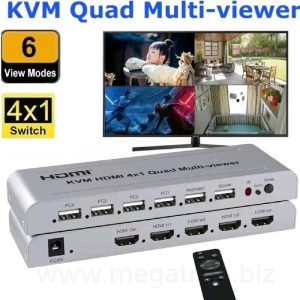 HDMI KVM 4x1 Switch with Multiviewer - Support 6 View Mode