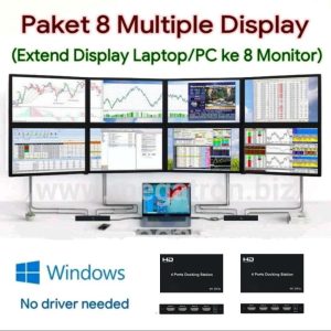 Paket Extend display dari 1 PC ke 8 monitor tambahan (tampilan beda-beda) (salin)