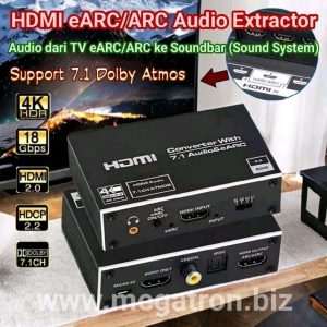Konverter HDMI eARC/ARC TV ke Sound System (Audio TV keluar di Sound System) - support 7.1 ATMOS - eARC Audio Extractor