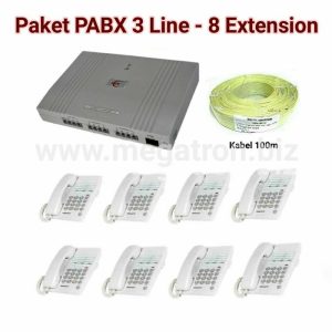 Paket PABX 3 Line Telepon dan 8 Extension (Cocok untuk Small Office)