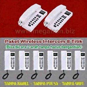 Paket Wireless Intercom Interphone 8 Titik - Bicara 2 arah tanpa bergantian (with LCD display) - Interkom tanpa kabel - Paket 8 Intercom