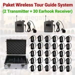 Paket Wireless Tour Guide System 2 Transmitter + 30 Earhook Receiver (dengan koper charging)