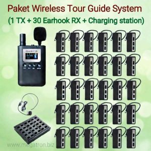 Paket Wireless Tour Guide System 30 Earhook Receiver + Charging station (support Bluetooth)