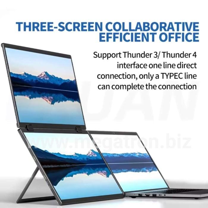 Portable Foldable Dual Screen Touchscreen Monitor 15.6" (Bisa dilipat)