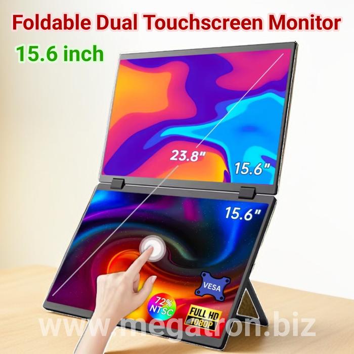 Portable Foldable Dual Screen Touchscreen Monitor 15.6" (Bisa dilipat)