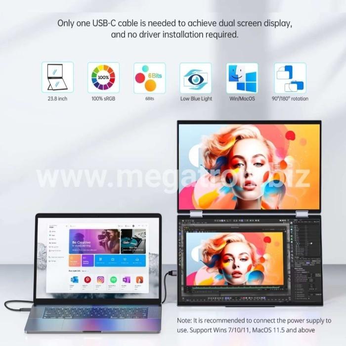 Portable Foldable Dual Screen Touchscreen Monitor 15.6" (Bisa dilipat)