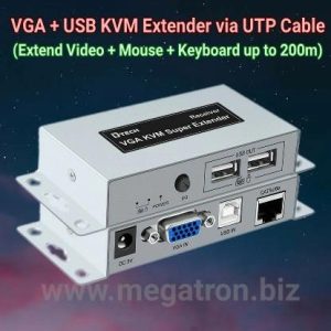 VGA + USB Mouse & Keyboard Extender via UTP cable -up to 200m- Full HD